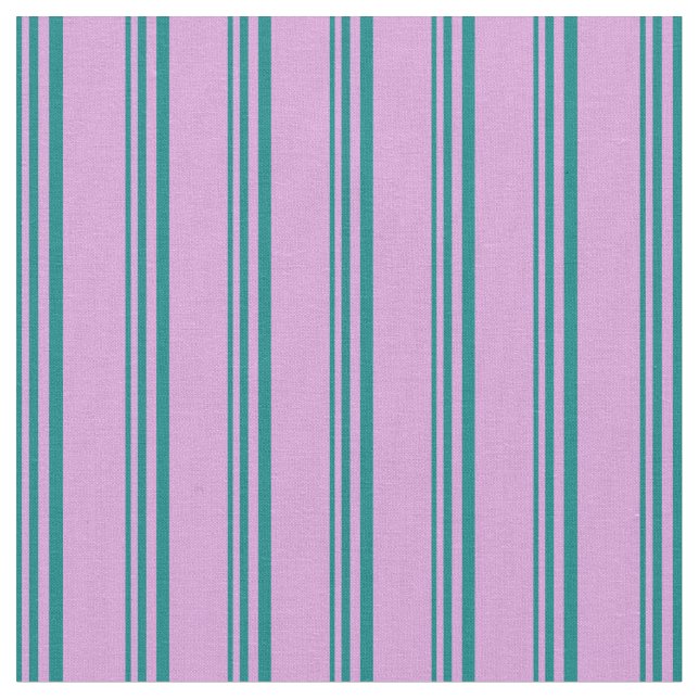 Teal and Plum Lined/Striped Pattern Fabric (Close Up)