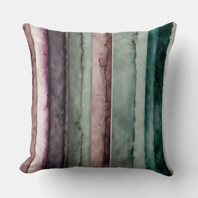 teal and purple abstract stripes throw pillow (Front)