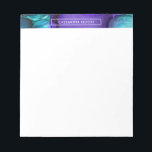 Teal and Purple Alcohol Ink Liquid Abstract Art Notepad<br><div class="desc">This design has been accented with a piece of original abstract art at the top. The fluid art form - in shades of teal and purple - reminds some of abstract watercolor, though the effect is achieved by the use of "alcohol inks". Use the template field to add your name...</div>