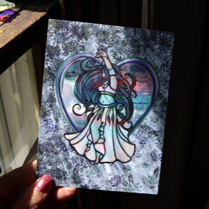 Teal and Purple Belly Dancer Love Heart       Postcard