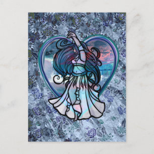 Teal and Purple Belly Dancer Love Heart       Postcard