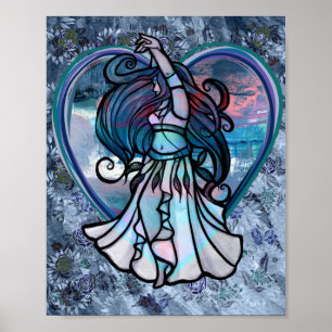 Teal and Purple Belly Dancer Love Heart Poster