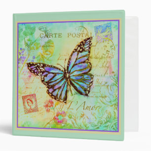 Teal and purple butterfly  3 ring binder