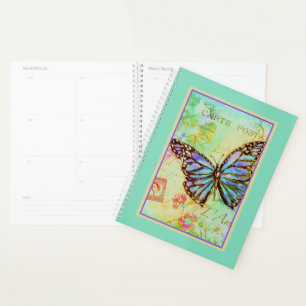 Teal and purple butterfly  planner