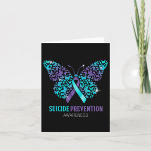 Teal And Purple Butterfly Suicide Prevention Aware Card