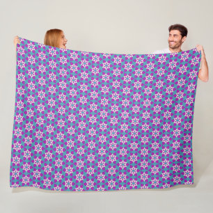 Teal and Purple Flower Pattern PP4 Fleece Blanket