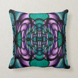 Teal and Purple Fractal Design American MoJo Pillo Throw Pillow