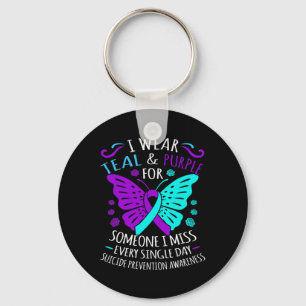 Teal And Purple Happy Suicide Awareness Support Gr Keychain