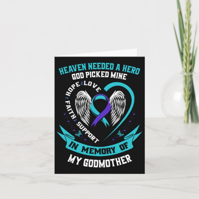 Teal And Purple Ribbon Suicide Awareness Shirt God Card (Front)