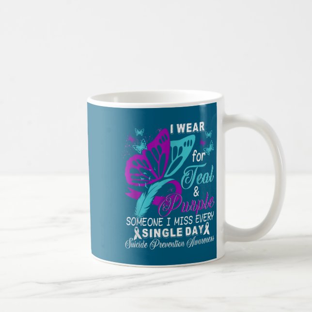 Teal And Purple Ribbon Suicide Prevention Awarenes Coffee Mug (Right)