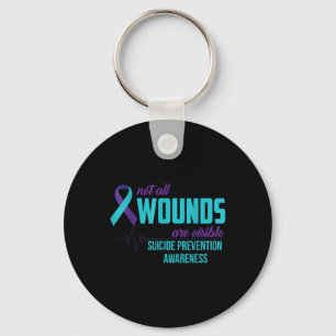Teal And Purple Ribbon Suicide Prevention Awarenes Keychain