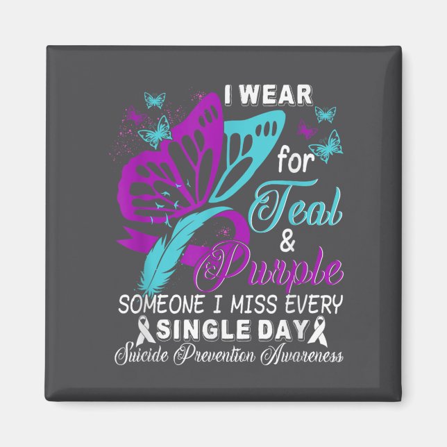 Teal And Purple Ribbon Suicide Prevention Awarenes Magnet (Front)