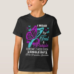 Teal And Purple Ribbon Suicide Prevention Awarenes T-Shirt