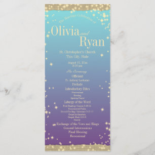 Teal and Purple Rustic Ombre" Wedding Program