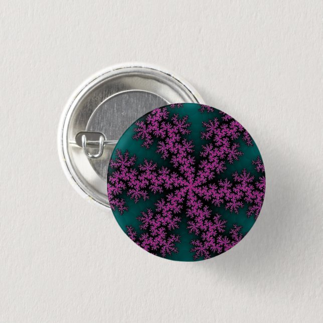 Teal and Purple Snowflake 1 Inch Round Button (Front & Back)