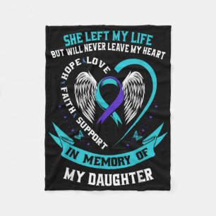 Teal And Purple Suicide Awareness Daughter Memoria Fleece Blanket