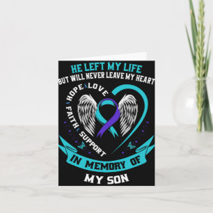 Teal And Purple Suicide Awareness Ribbon In Memory Card