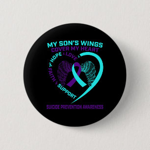 Teal and Purple Suicide Prevention Awareness Son H 2 Inch Round Button