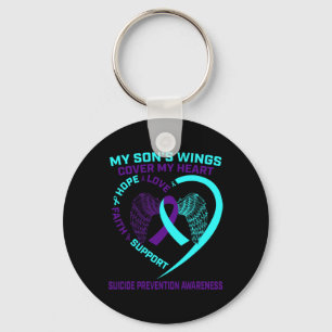 Teal and Purple Suicide Prevention Awareness Son H Keychain