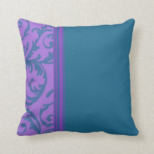 Teal and Purple Swirl Decorative Pillow