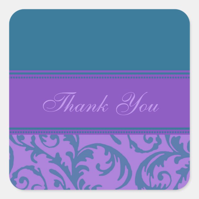 Teal and Purple Thank You Wedding Envelope Seals (Front)