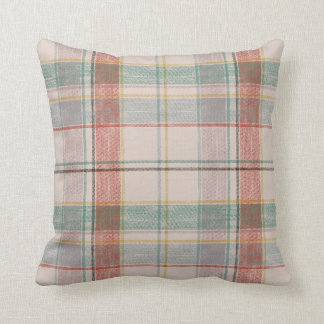 Teal and Red Plaid Throw Pillow