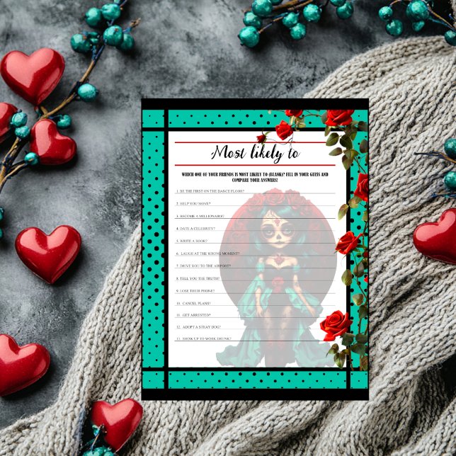 Teal and Red Roses Sugar Skulls Most Likely Game (Creator Uploaded)