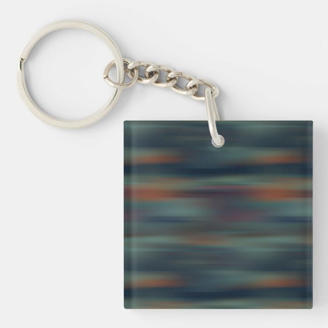 teal and red streaks abstract keychain (Front)