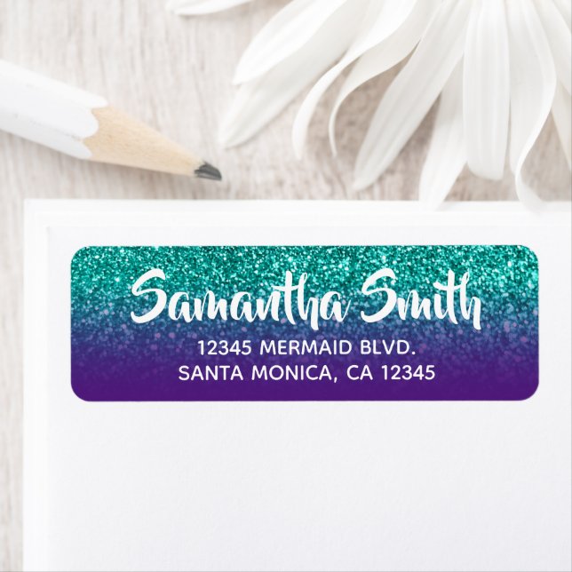 Teal and Royal Purple Ombre Glitter Personalized (Insitu)