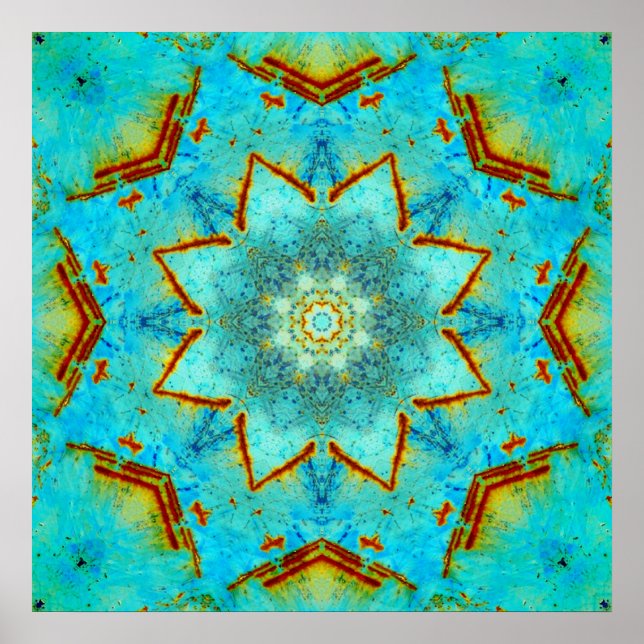 Teal and Rust Mandala Poster (Front)