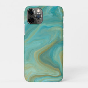 Teal and Sandy Brown Swirls Marble Art  iPhone 11 Pro Case