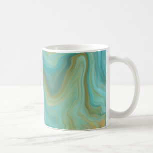 Teal and Sandy Brown Swirls Marble Art    Coffee Mug