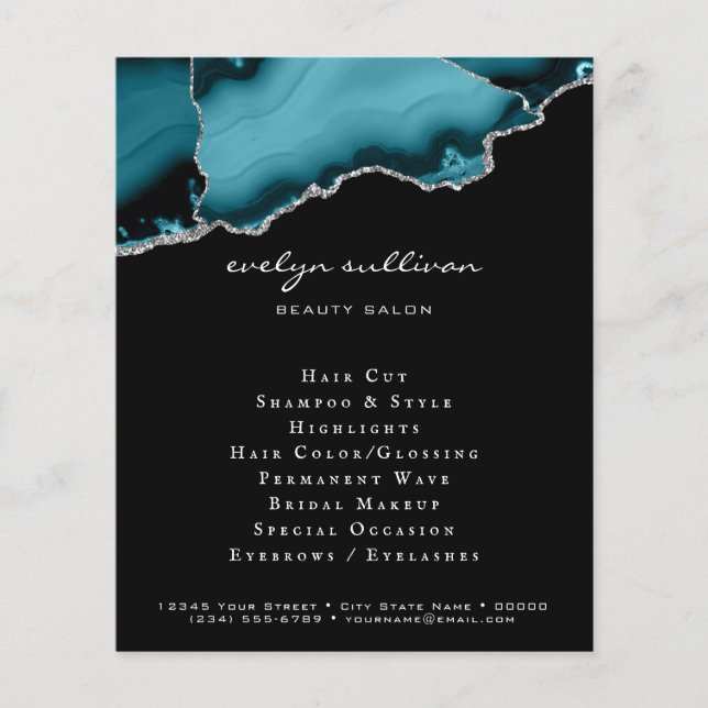 teal and silver agate flyer (Front)