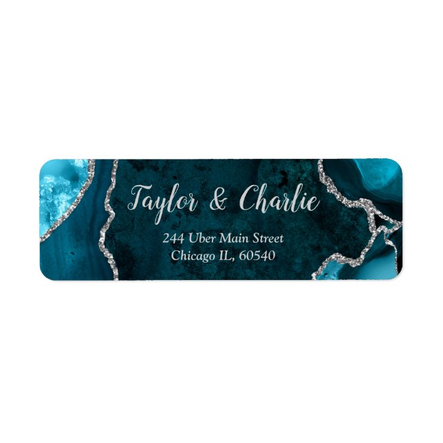 Teal and Silver Agate Marble Wedding (Front)