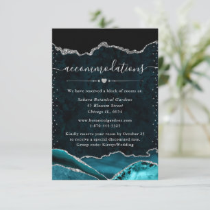 Teal and Silver Agate Wedding Accommodations Enclosure Card