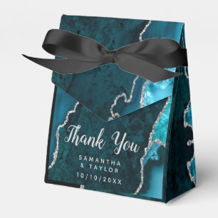 Teal and Silver Agate Wedding Thank You Favor Box