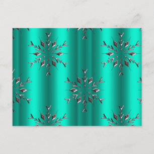 Teal and Silver Christmas Stars Postcard