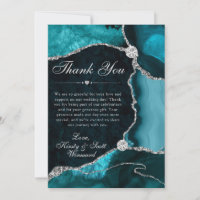 Teal and Silver Faux Glitter Agate Wedding