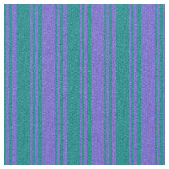 Teal and Slate Blue Coloured Striped Pattern Fabric (Close Up)