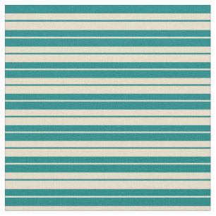 Teal and Tan Pattern of Stripes Fabric