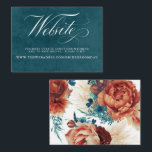 Teal and Terracotta Floral Wedding Website Business Card<br><div class="desc">Terracotta and teal floral elegant boho wedding website mini card</div>