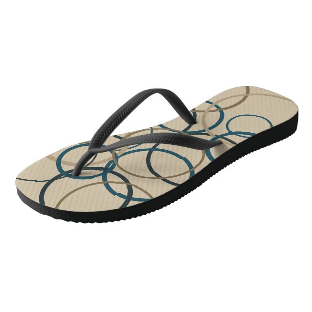 Teal and Toupe Circles    Flip Flops (Angled)