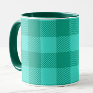 Teal And Turquoise Gingham Plaid Design  Mug