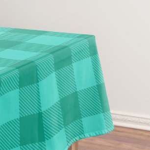 Teal And Turquoise Gingham Plaid Design  Tablecloth