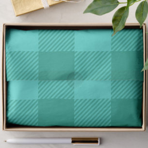 Teal And Turquoise Gingham Plaid Design  Tissue Paper