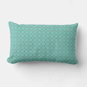 Teal and Turquoise Small Geo Print Lumbar Pillow