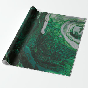 Teal and white abstract painting wrapping paper