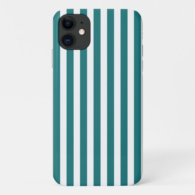 Teal and white candy stripes Case-Mate iPhone case (Back)