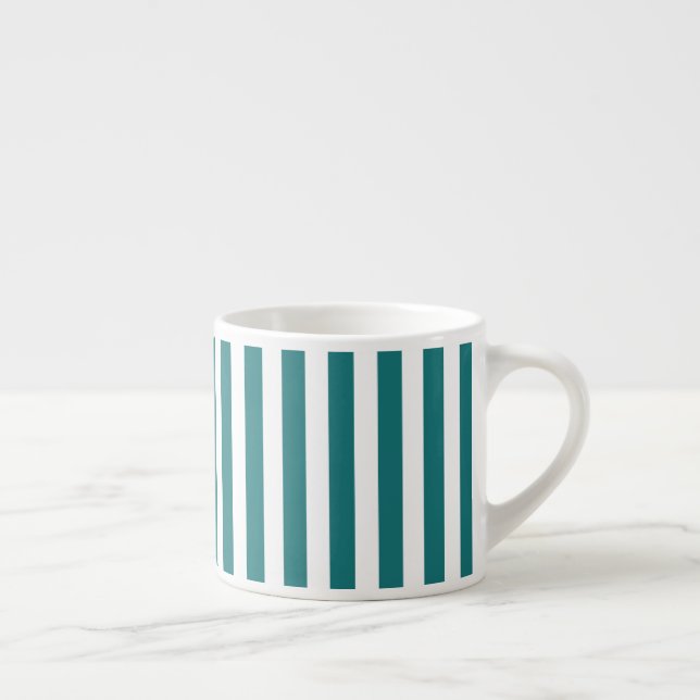 Teal and white candy stripes espresso cup (Right)
