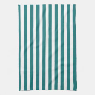 Teal and white candy stripes kitchen towel